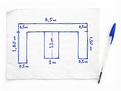 Χειρόγραφο σκίτσο με διαστάσεις